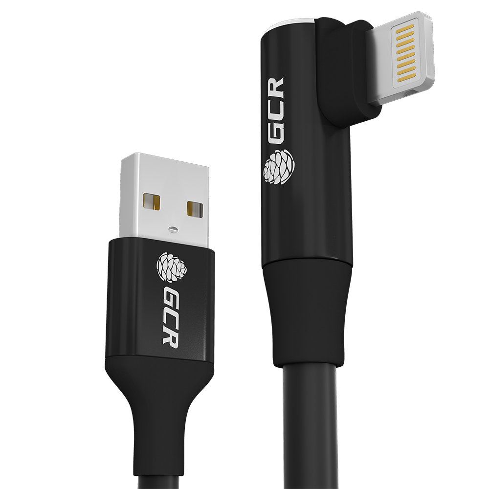 

Кабель Lightning 8-pin-USB, MFi, угловой, 2.4A, 70см, черный Greenconnect Premium (GCR-53436)