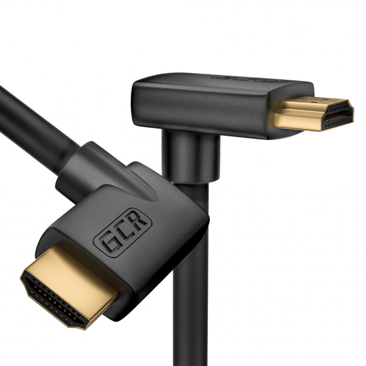 

Кабель HDMI(19M)-HDMI(19M) правый угол/верхний угол v2.0 4K, экранированный, 2 м, черный GCR (GCR-52316)