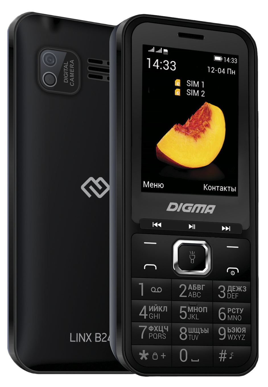 

Мобильный телефон DIGMA LINX B241, 2.44" 320x240 TFT, Spreadtrum SC6531E, 32Mb RAM, 32Mb, BT, 1xCam, 2-Sim, 3000 мА·ч, micro-USB, черный (LT2073PM), LINX B241