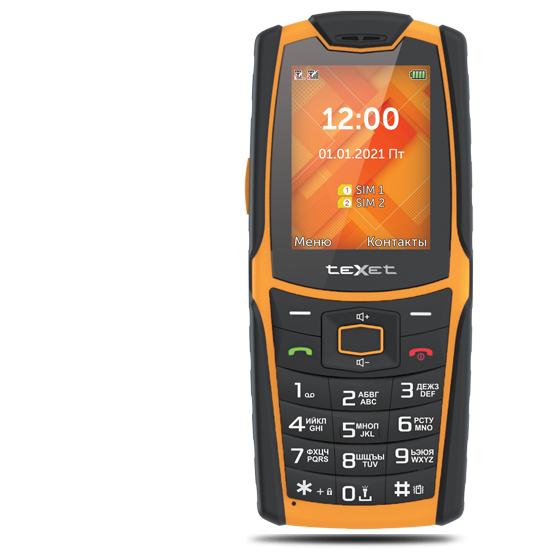

Мобильный телефон teXet TM-521R, 2.4" 320x240 TFT, BT, 1xCam, 2-Sim, 2500 мА·ч, USB Type-C, черный/оранжевый, TM-521R