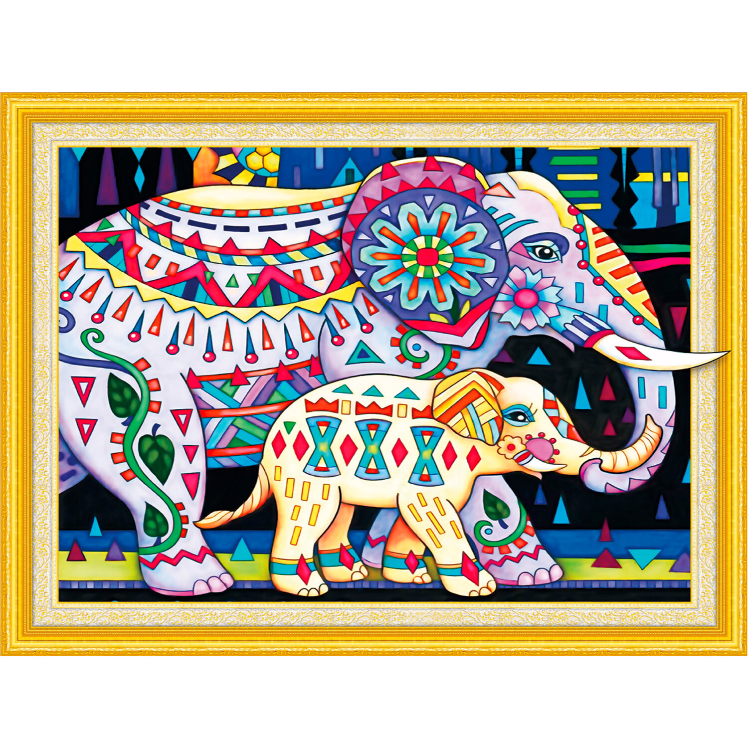 Алмазная мозаика ОСТРОВ СОКРОВИЩ "Индийские слоны", 50 смx40 см