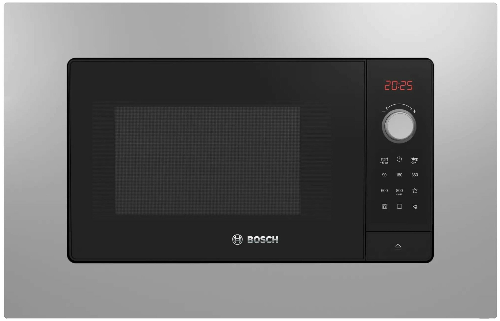 

Микроволновая печь встраиваемая Bosch BEL653MS3 25 л, 800 Вт, гриль, серебристый/черный (BEL653MS3), BEL653MS3