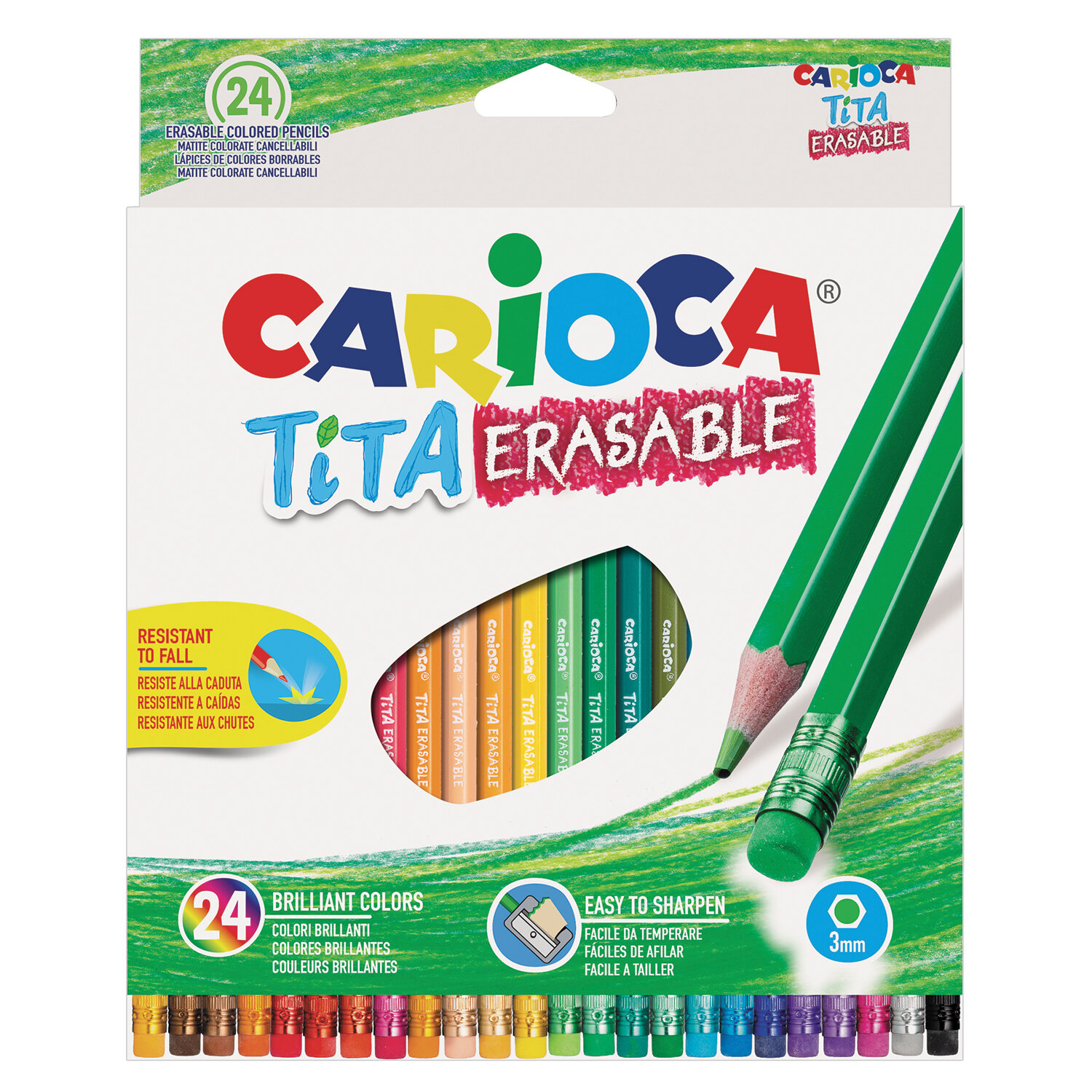

Набор цветных карандашей Carioca Erasable, шестигранные, 24шт., заточенные (42938), нет данных