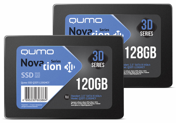 

Твердотельный накопитель (SSD) Qumo 128Gb Novation 3D TLC, 2.5", SATA3 (Q3DT-128GMCY)