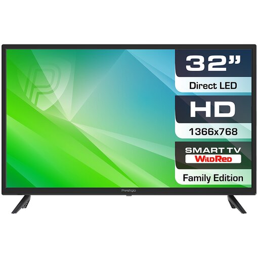 

Телевизор 32" PRESTIGIO PTV32SS06Z, HD, 1366x768, DVB-T /T2 /C, HDMI, USB, WiFi, Smart TV, черный (PTV32SS06Z_CIS_BK), PTV32SS06Z