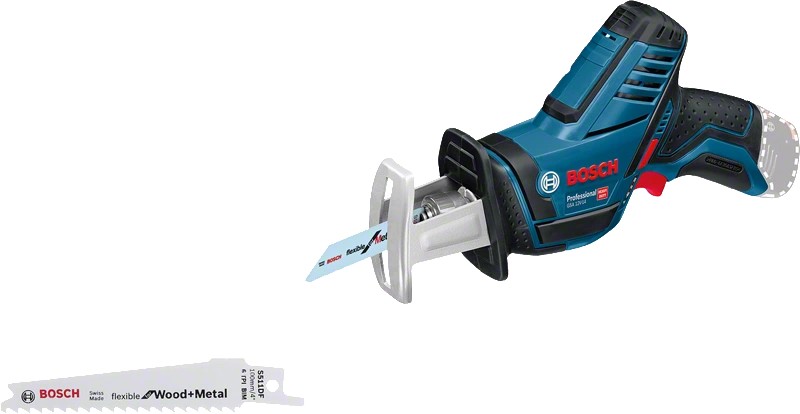 Сабельная пила BOSCH Professional GSA 12V-14, аккумуляторная, подсветка, Li-Ion, 12В, бесключевая замена оснастки, поставляется без аккумуляторов и зарядного устройства (060164L902)