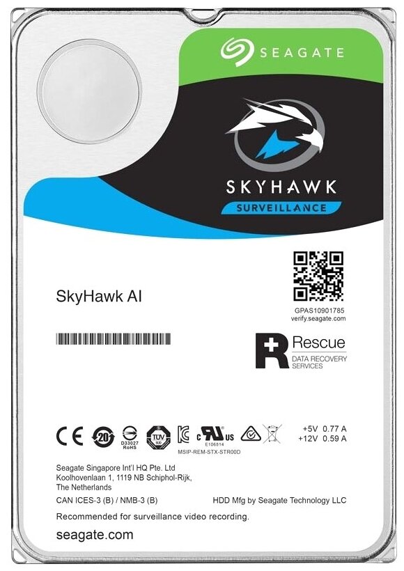 Жесткий диск (HDD) Seagate 10Tb SkyHawk AI, 3.5", 7200rpm