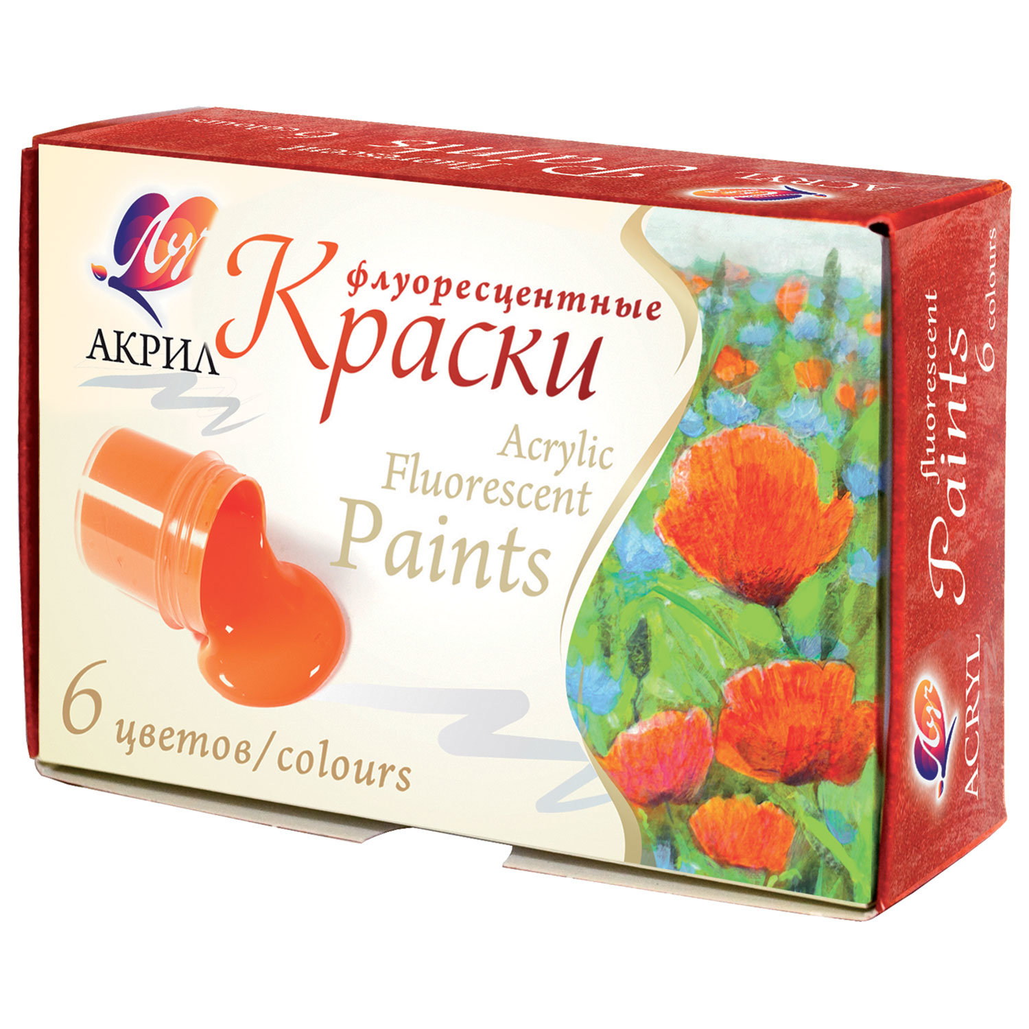 

Краски акриловые 6шт./6 цветов, 20мл, банка, флуоресцентные, картонная коробка, ЛУЧ (22С 1410-08), Ассорти, нет данных