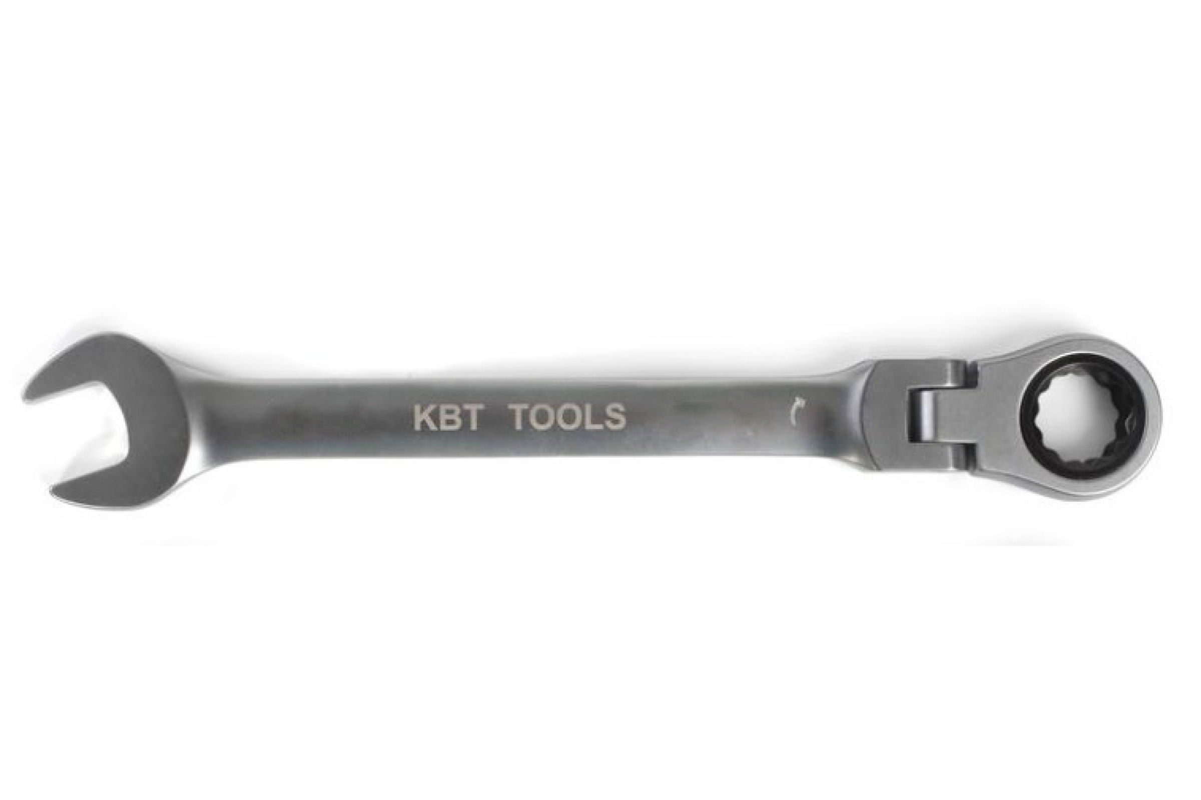 Ключ гаечный комбинированный 15 мм, CrV, трещотка, шарнирная головка, кованый, KBT, 79197