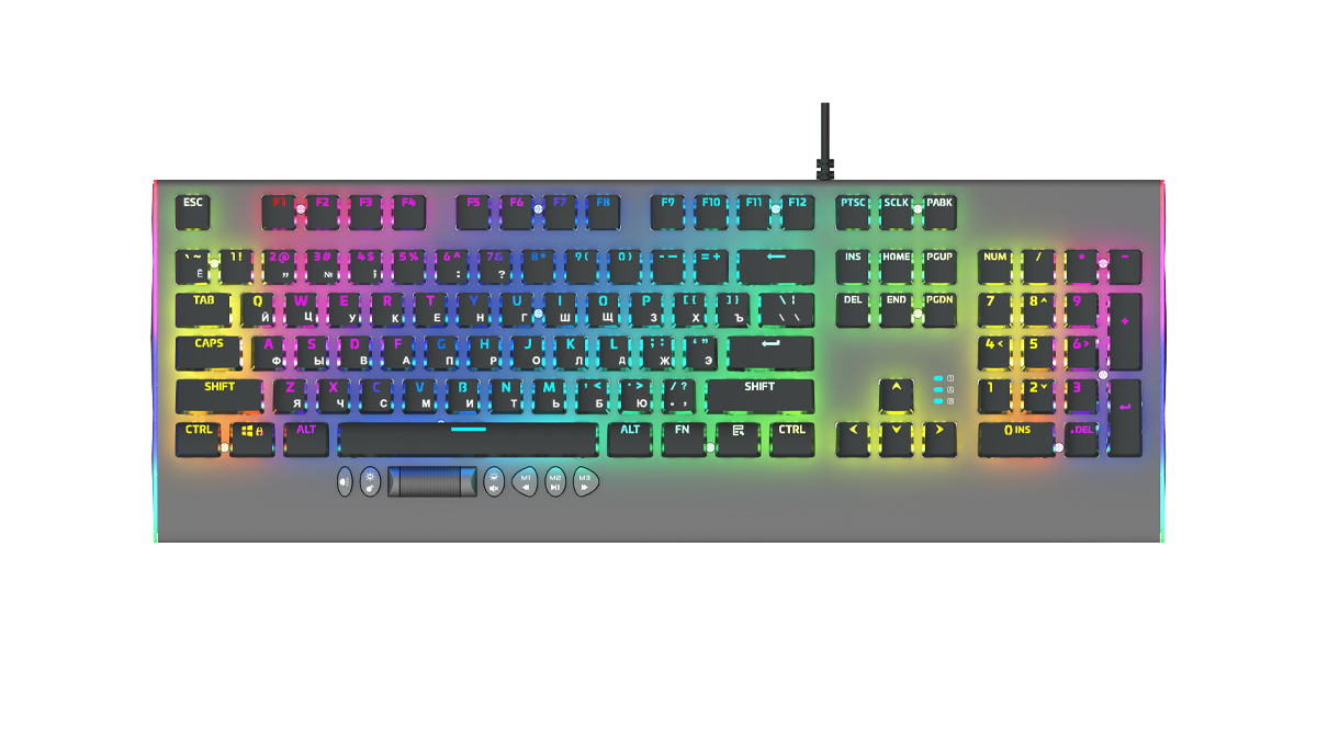 

Клавиатура проводная AULA F2099, механическая, Blue, подсветка, USB, серый, F2099