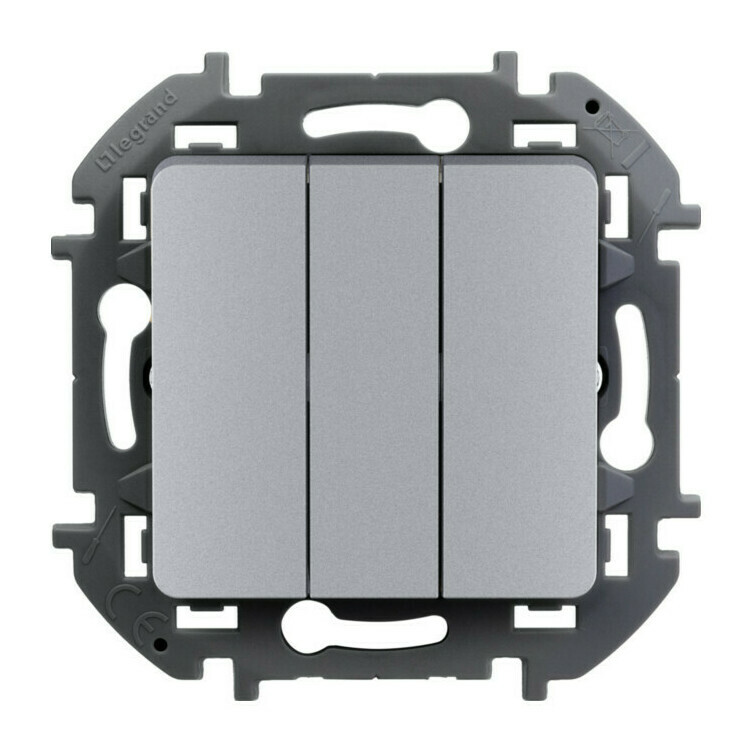 

Выключатель Legrand Inspiria, 3кл., скрытый монтаж, механизм с накладкой без рамки, алюминий (673642)