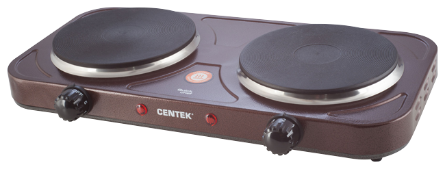 

Плита компактная электрическая Centek CT-1507, эмалированная, 2000Вт, конфорок - 2шт., коричневый (CT-1507), CT-1507