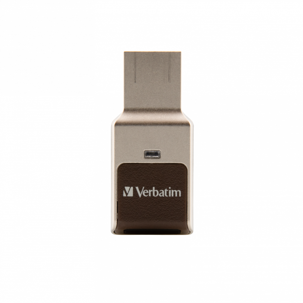 Флешка 64Gb USB 3.2 Gen 1 Verbatim FINGERPRINT SECURE, серебристый/коричневый (049338)