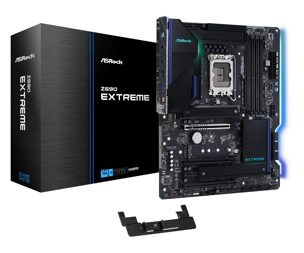 

Материнская плата ASRock Z690 EXTREME, Socket1700, Intel Z690, 4xDDR4, 3PCI-Ex16, 8SATA3, 7.1-ch, GLAN, 2.5GLAN, 9 USB 3.2, 2 USB Type-C, HDMI, DP, ATX, Retail, Z690 EXTREME