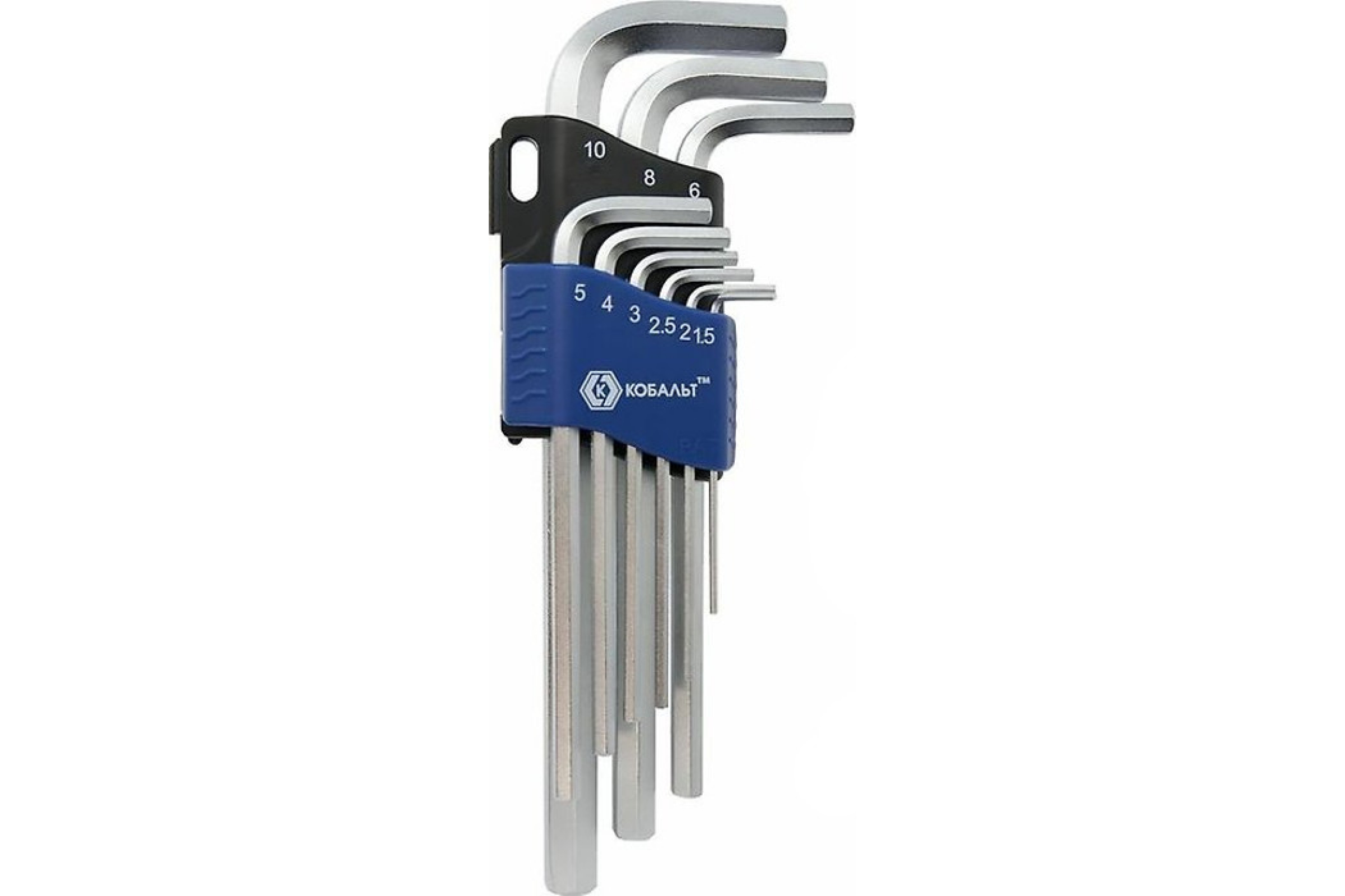 Набор имбусовых (шестигранных) ключей, предметов в наборе: 9шт., Cr-V, ключи: имбусовые - 9шт., блистер, КОБАЛЬТ (020403-09)