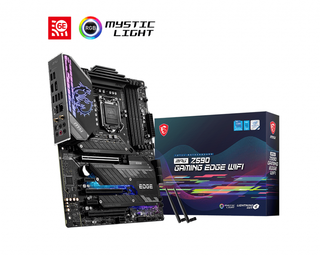 

Материнская плата MSI MPG Z590 GAMING EDGE WIFI, Socket1200, Intel Z590, 4xDDR4, 3PCI-Ex16, 6SATA3, 7.1-ch, 2.5GLAN, 7 USB 3.2, 2 USB Type-C, HDMI, DP, ATX, Retail, MPG Z590 GAMING EDGE WIFI