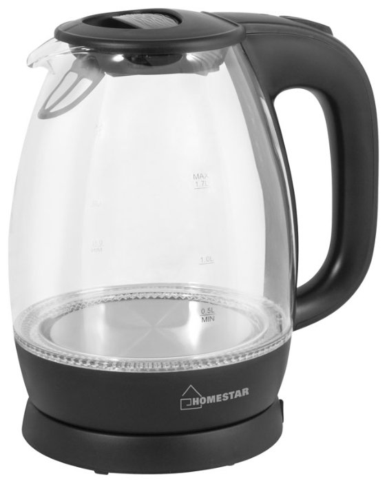 

Чайник Homestar HS 1012 1.7л. 2200Вт, пластик/стекло, черный (16307402), 1012