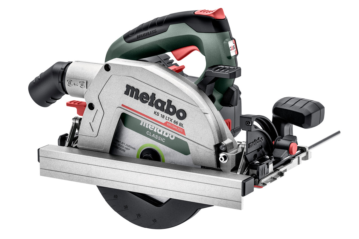 Дисковая пила Metabo KS 18 LTX 66 BL, 4800 об/мин, диаметр диска 165мм, аккумуляторная Li-Ion 18В, поставляется без аккумуляторов и зарядного устройства (611866850)