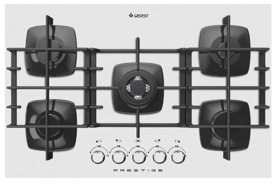 

Газовая варочная панель GEFEST СГ СН 2340 К12, 5 конфорок, белая (14633001), СГ СН 2340 К12