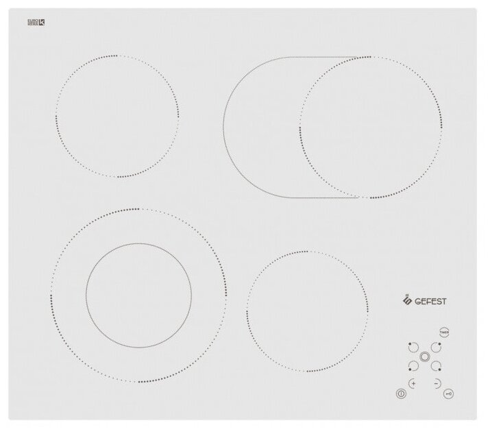 

Электрическая варочная панель GEFEST СН 4231 К12, 4 конфорки, белая (15705000), СН 4231 К12