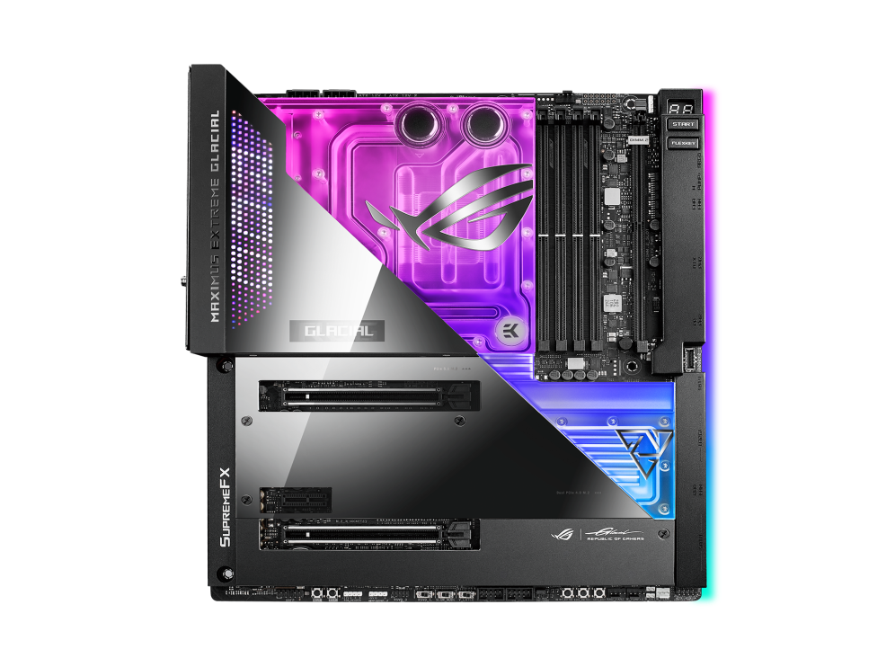 

Материнская плата ASUS ROG MAXIMUS Z690 EXTREME GLACIAL, Socket1700, Intel Z690, 4xDDR5 DIMM, 2PCI-Ex16, 6SATA3, 7.1-ch, 2.5GLAN, 10GLAN, 11 USB 3.2, 4 USB Type-C, HDMI, EATX, Retail, ROG MAXIMUS Z690 EXTREME GLACIAL