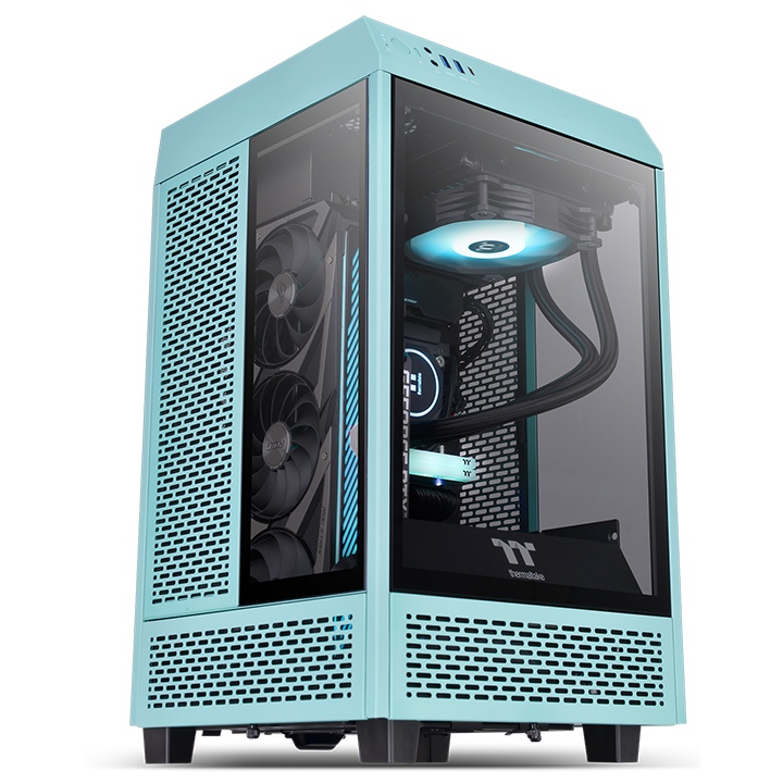 Корпус Thermaltake The Tower 100 Turquoise, Mini-Tower, без БП, бирюзовый