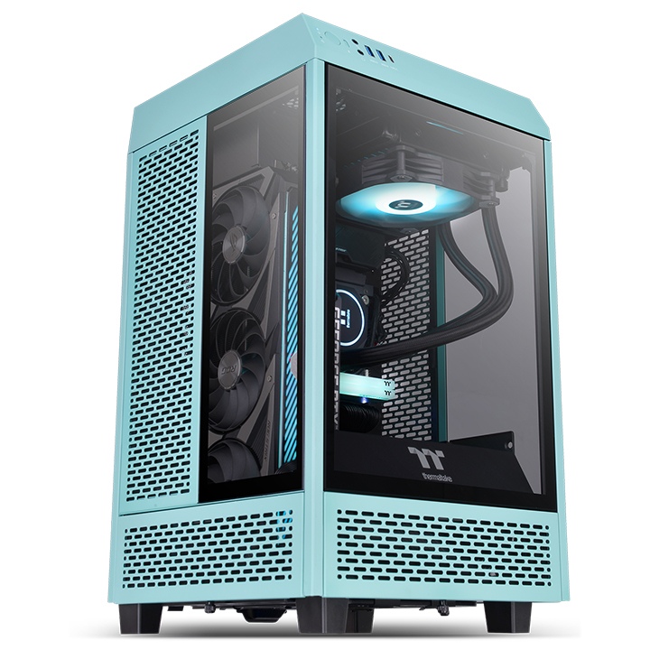 Корпус Thermaltake The Tower 100 Turquoise, Mini-ITX, Mini-Tower, 2xUSB 3.0, USB Type-C, бирюзовый, без БП (CA-1R3-00SBWN-00)