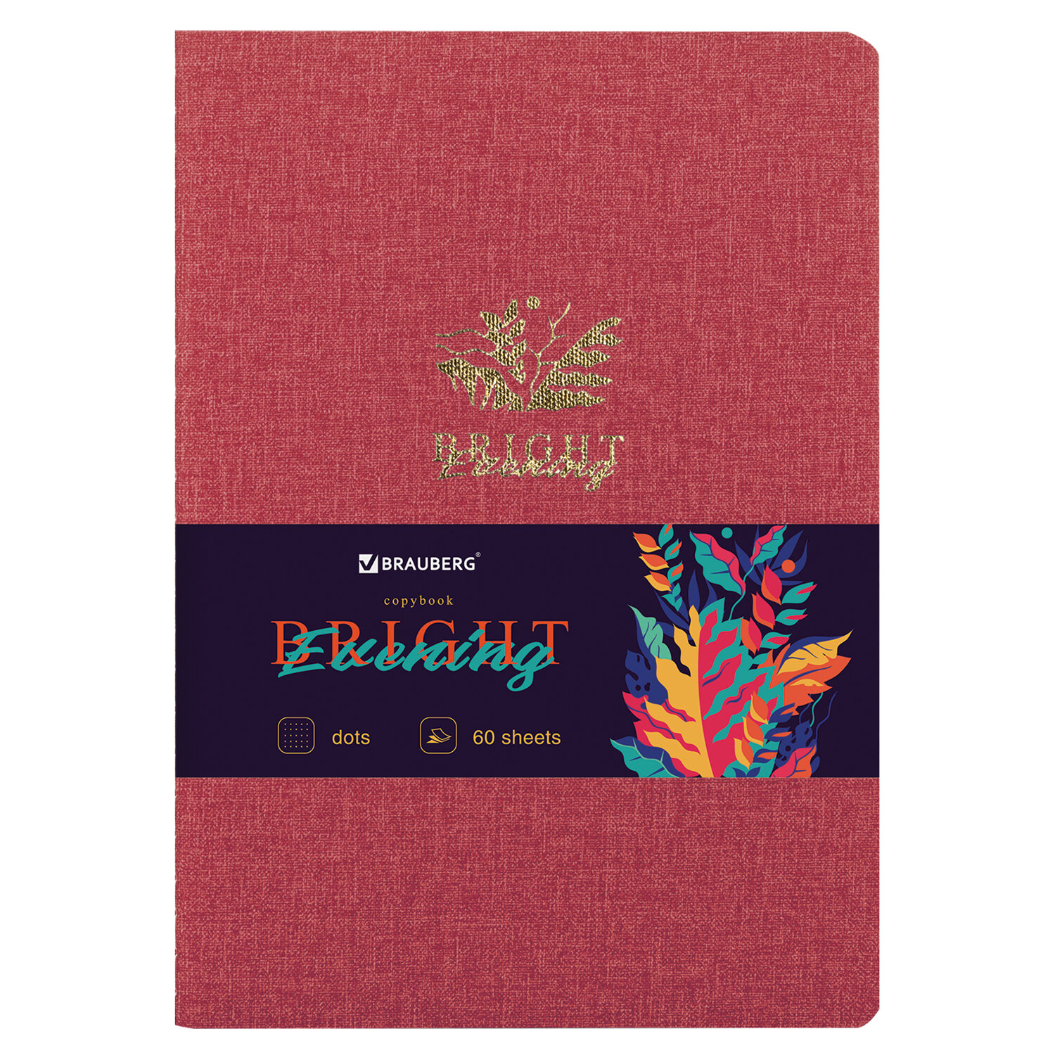 

Тетрадь точка B5 60 листов, сшивка, без полей, обложка кожзам - красный, BRAUBERG BRIGHT (403850), нет данных