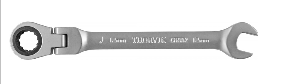 

Ключ гаечный комбинированный 12 мм, CrV, трещотка, шарнирная головка, Thorvik CFRW12 (53479), CFRW12