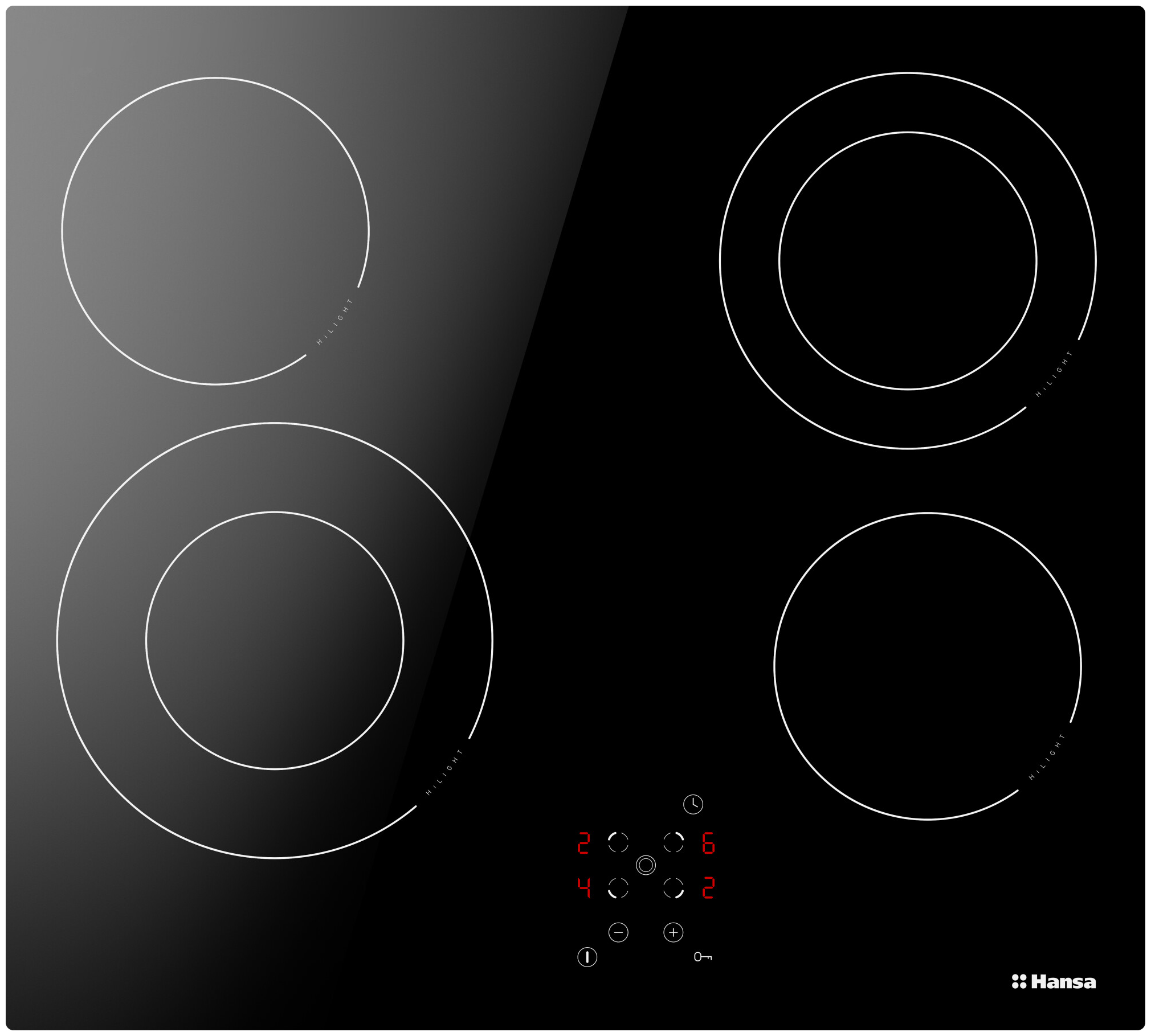 

Электрическая варочная панель HANSA BHC66506, 4 конфорки, черный (23494), Черная, BHC66506
