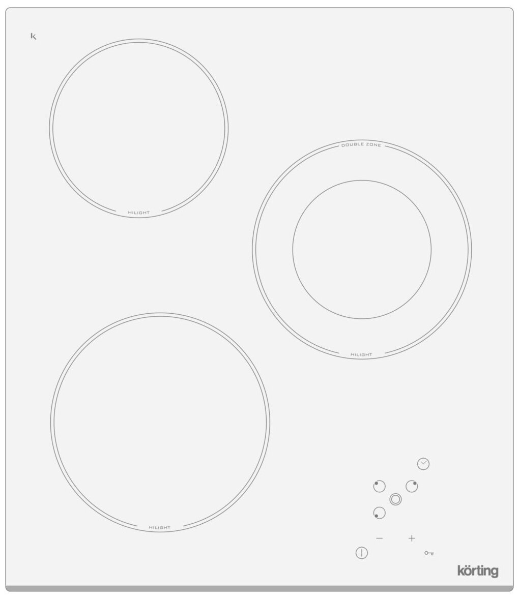 

Электрическая варочная панель Korting HK 42031 BW, 3 конфорки, белая (HK 42031 BW), HK 42031 BW