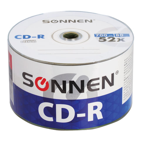 Диск SONNEN CD-R, 700Mb, 52x, Bulk, 50 шт (512571)