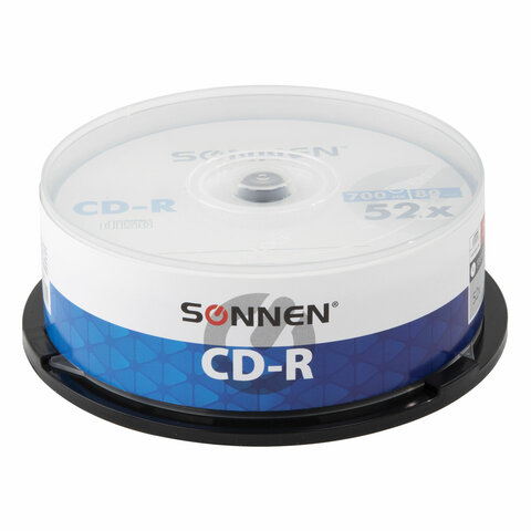 Диск SONNEN CD-R, 700Mb, 52x, Cake Box, 25 шт (513531)