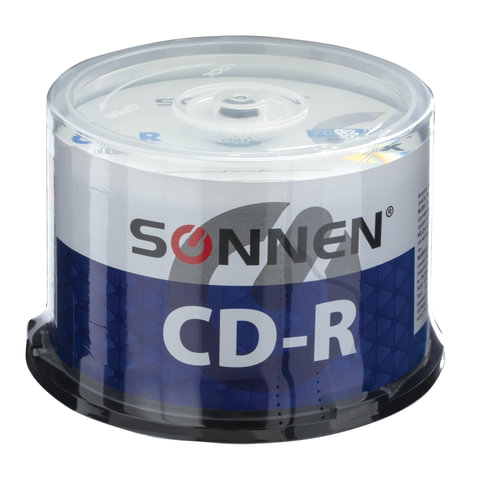 Диск SONNEN CD-R, 700Mb, 52x, Cake Box, 50 шт (512570)