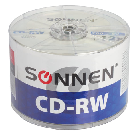 Диск SONNEN CD-RW, 700Mb, 12x, Bulk, 50 шт (512578)