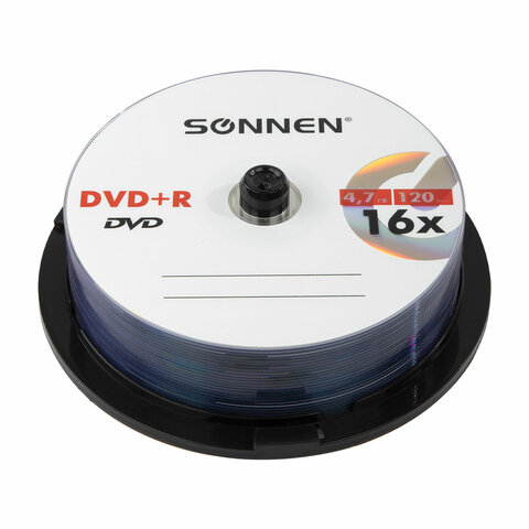 Диск SONNEN DVD+R, 4.7Gb, 16x, Cake Box, 25 шт (513532)
