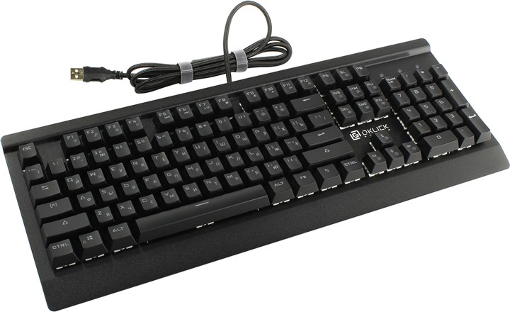 Клавиатура проводная Oklick 920G IRON EDGE0, механическая, подсветка, USB, черный (Плохая упаковка)