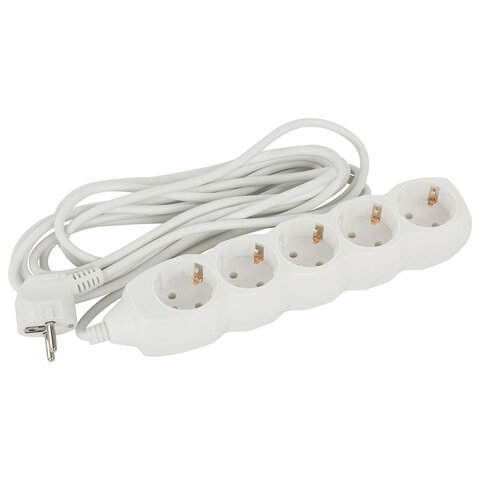 

Сетевой удлинитель SONNEN U-155G, 5-розеток, 5м, белый (511437), U-155G