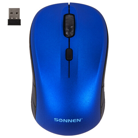 Мышь беспроводная SONNEN V-111, 1600dpi, оптическая светодиодная, USB, синий (513519)