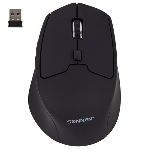 Мышь беспроводная SONNEN V33, 1600dpi, оптическая светодиодная, USB, черный (513517)