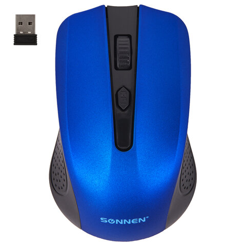 

Мышь беспроводная SONNEN V99, 1600dpi, оптическая светодиодная, USB, синий (513530), V99
