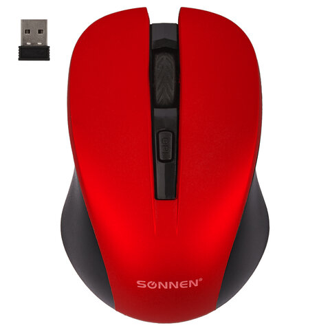 Мышь беспроводная SONNEN V18, 1600dpi, оптическая светодиодная, USB, красный (513516)