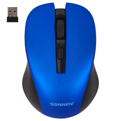 

Мышь беспроводная SONNEN V18, 1600dpi, оптическая светодиодная, USB, синий (513515), V18