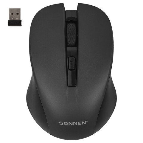 Мышь беспроводная SONNEN V18, 1600dpi, оптическая светодиодная, USB, черный (513514)