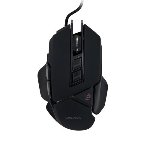 

Мышь проводная SONNEN Q10, 6400dpi, оптическая светодиодная, USB, черный (513522), Q10