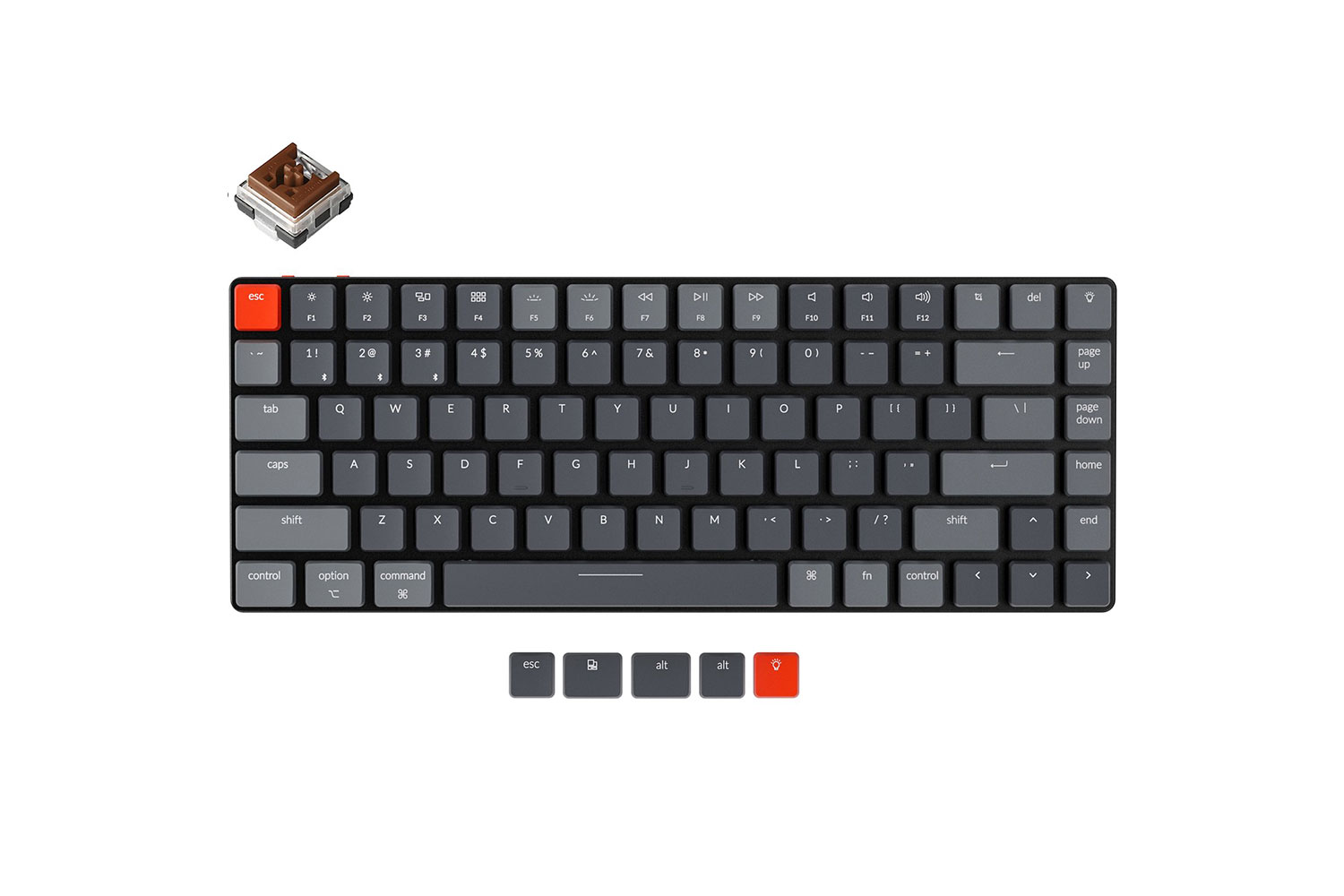 

Клавиатура проводное/беспроводное Keychron K3, механическая, Brown Switch, подсветка, Bluetooth / USB, черный/серый (K3E3), K3