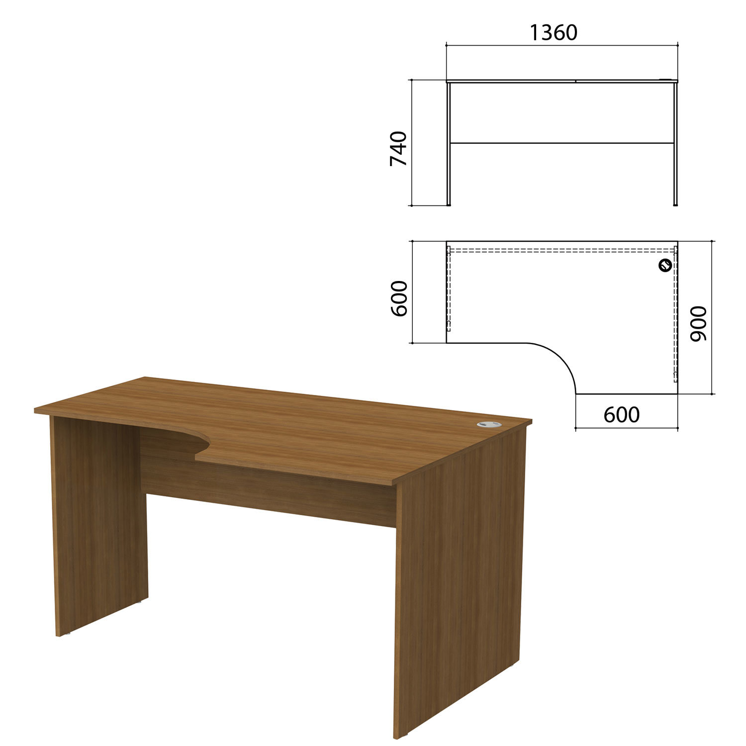

Компьютерный стол Бюджет, ЛДСП, орех французский (402663-190)
