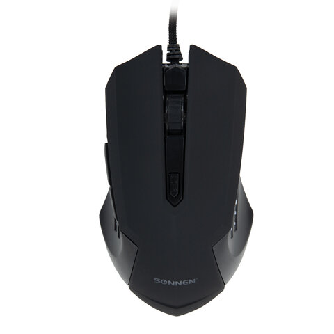 

Мышь проводная SONNEN I3, 3200dpi, оптическая светодиодная, USB, черный (513523), I3