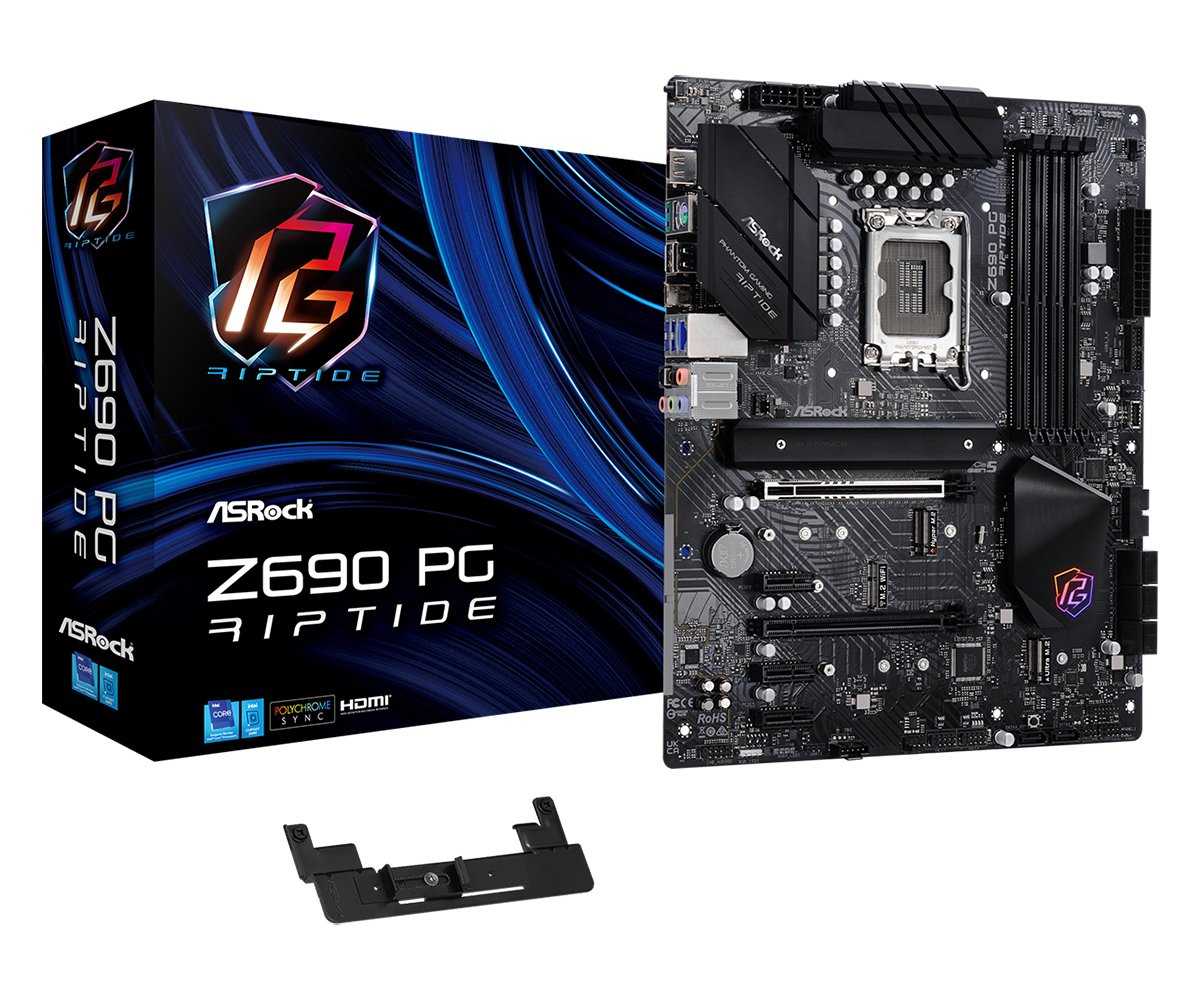 

Материнская плата ASRock Z690 PG RIPTIDE, Socket1700, Intel Z690, 4xDDR4, 2PCI-Ex16, 8SATA3, 7.1-ch, 2.5GLAN, 8 USB 3.2, 2 USB Type-C, HDMI, ATX, Retail, Z690 PG RIPTIDE