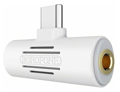 

Переходник (адаптер) USB 2.0 Type-C(m)-USB Type-C(f)+Jack 3.5mm(f), угловой, 2A, белый Borofone BV8, BV8